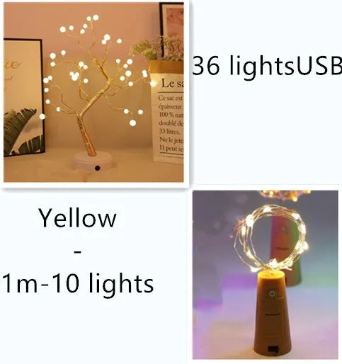 2 metre copper wire LED string lights with bottle stopper for wine bottle decoration