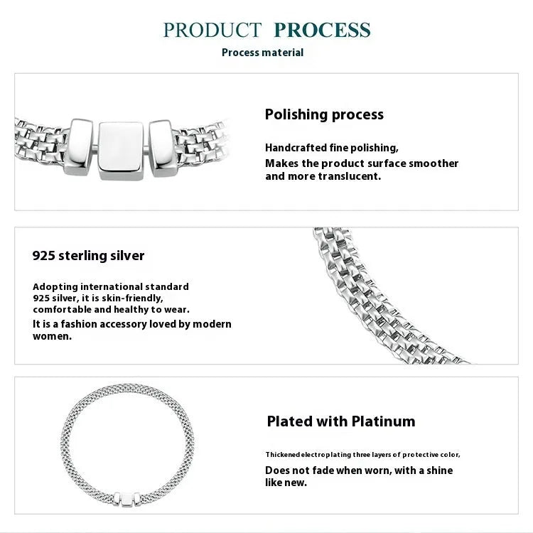 925 silver electroplated chain bracelet shown in 17cm, 19cm and 21cm lengths with simple trend styling