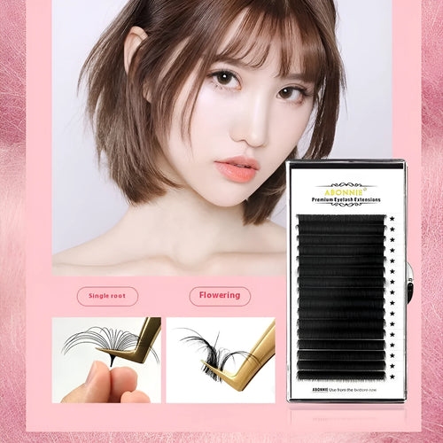 16-row false eyelashes with dense mink hair strands showing length options from 8mm to 18mm