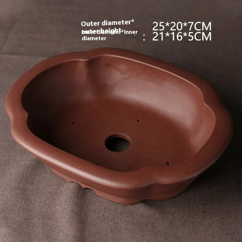 Handmade Chinese classical bonsai basin purple clay ceramic flower pot 25cm