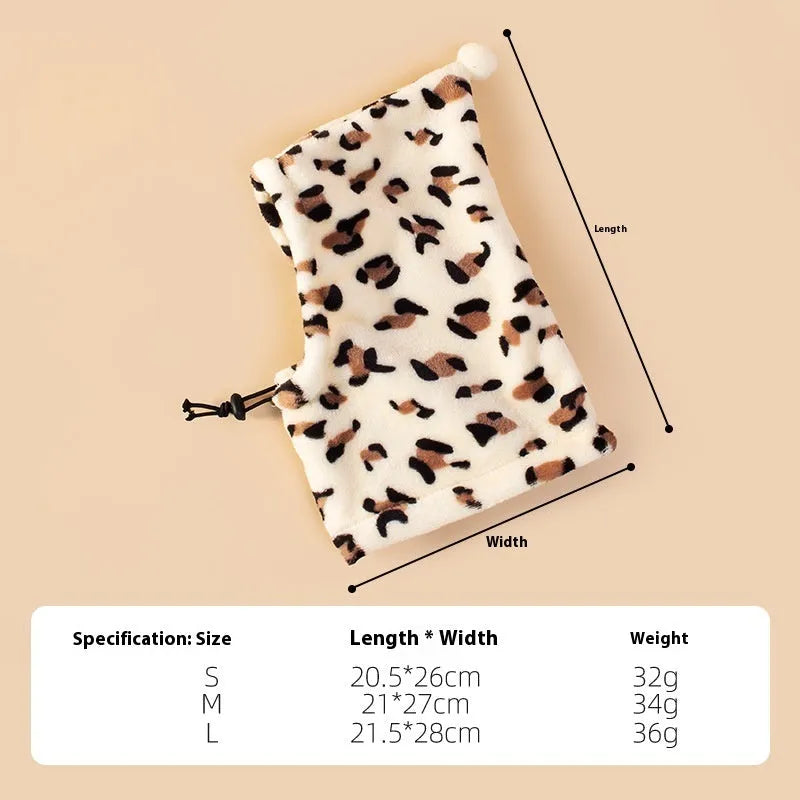 Bear-style pet headgear with rabbit ears in leopard print, black, or red colours