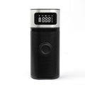 Black portable wireless vehicle air pump with 15cm tube, multiple nozzles, and USB charging cable