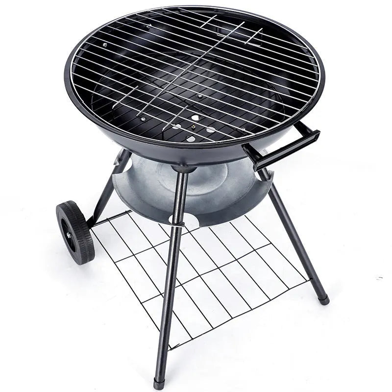 14-inch portable charcoal barbecue grill with apple stove design and iron construction