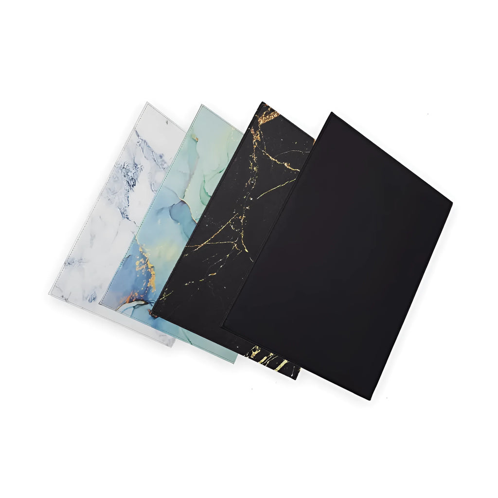 Heat-insulating anti-radiation tablet pad for printing devices in black, blue, green, and black gold colours.