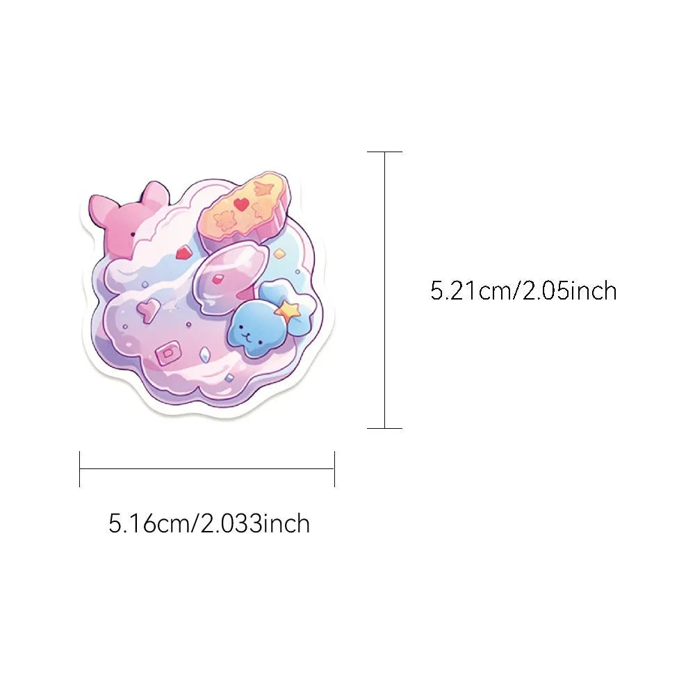 Pack of 50 cute candy and small object design waterproof stickers for journal and craft decoration.