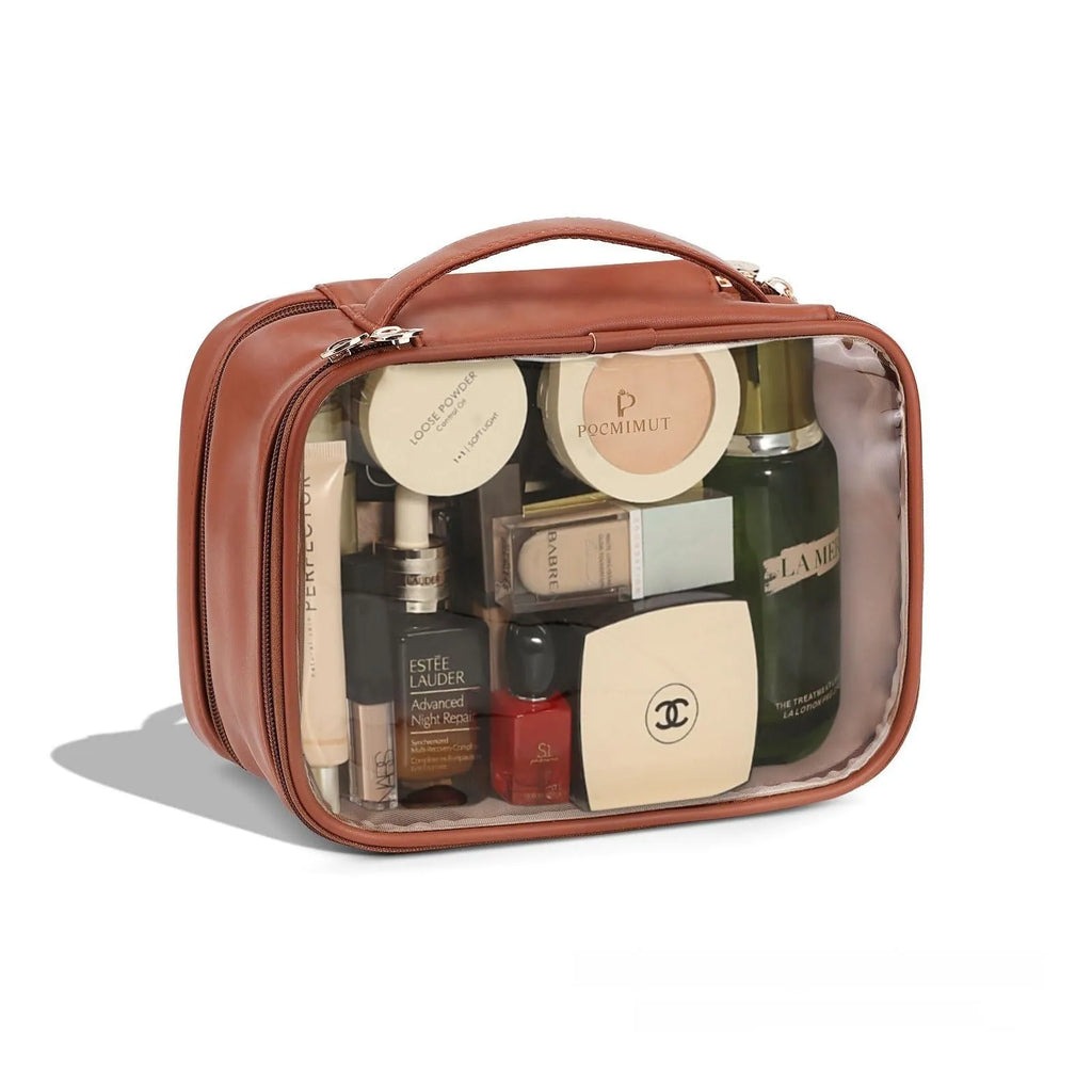 Transparent PVC leather cosmetic bag with waterproof travel storage in multiple colours and sizes