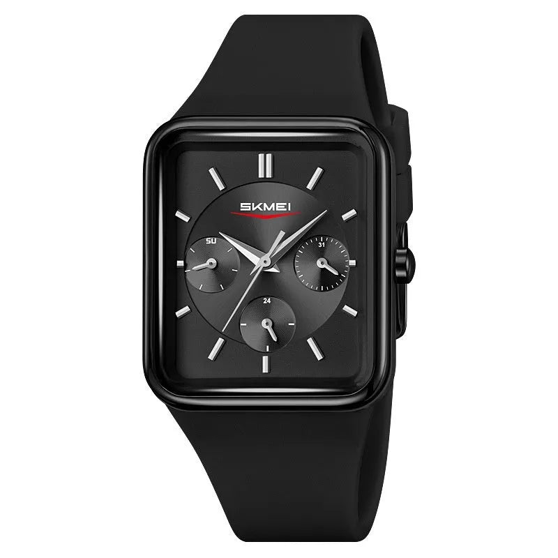 Square silicone waterproof digital watch for girls in multiple colour options showing 10.8mm thickness
