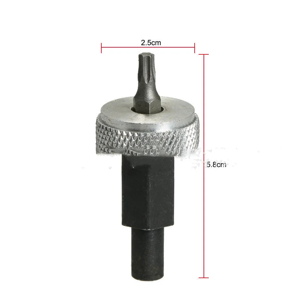 Ignition module wrench tool with carbon steel handle and aluminium knobs for removing distributor bolts.