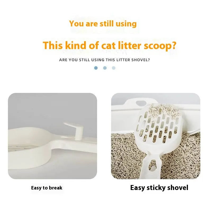 Black metal cat litter scoop with 0.8cm gap between tines for pet waste cleaning