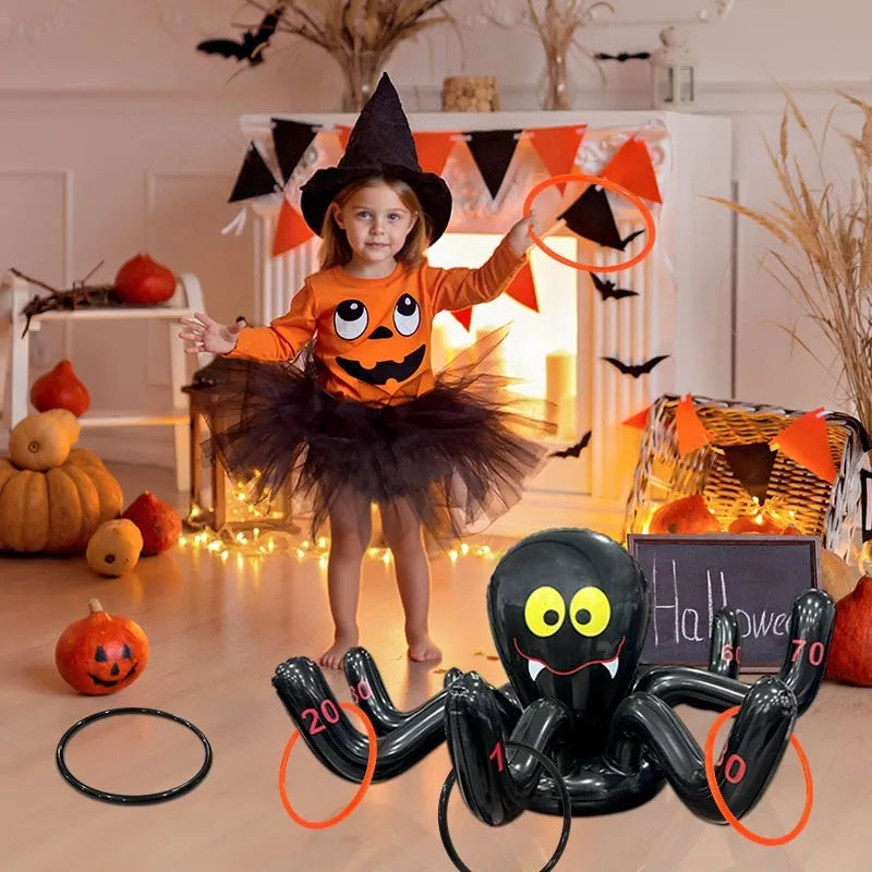 Inflatable ferrule ring toss game toy in Halloween and Ghost Festival styles including octopus, antlers, and witch hats.