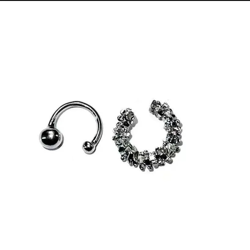 Women's alloy ear clip earrings with irregular geometric shapes and frosty B4710# finish