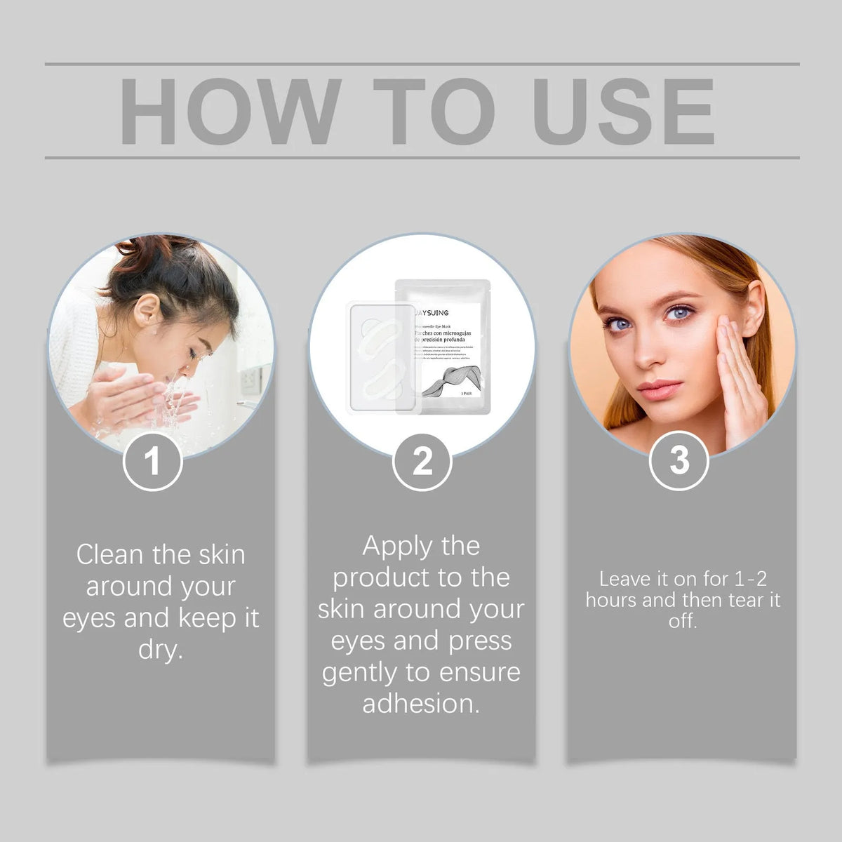 Single pair of micro needle eye mask patches for dark circle treatment with dissolvable technology.