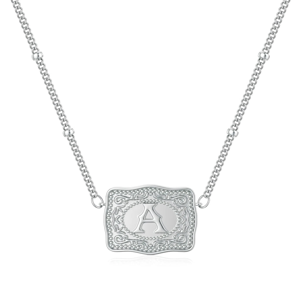 Personalised copper letter necklace with electroplated gold or white gold tone pendant.