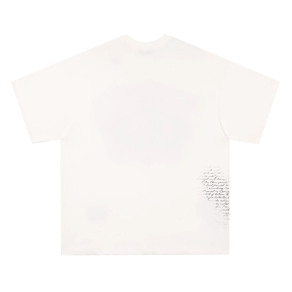 Black and white pure cotton retro hip hop t-shirt with large letter print design.