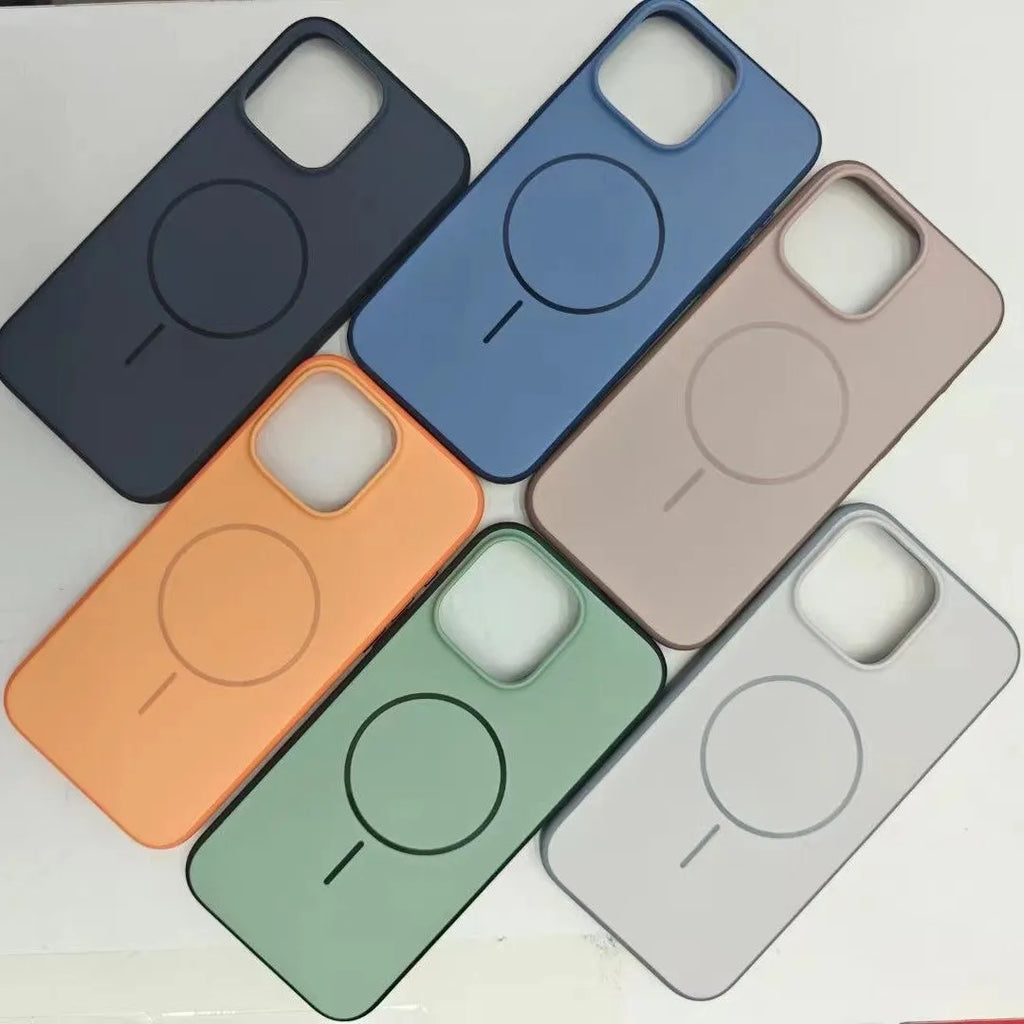 Magnetic iPhone case with AI Photography Button in frosted finish showing colour options