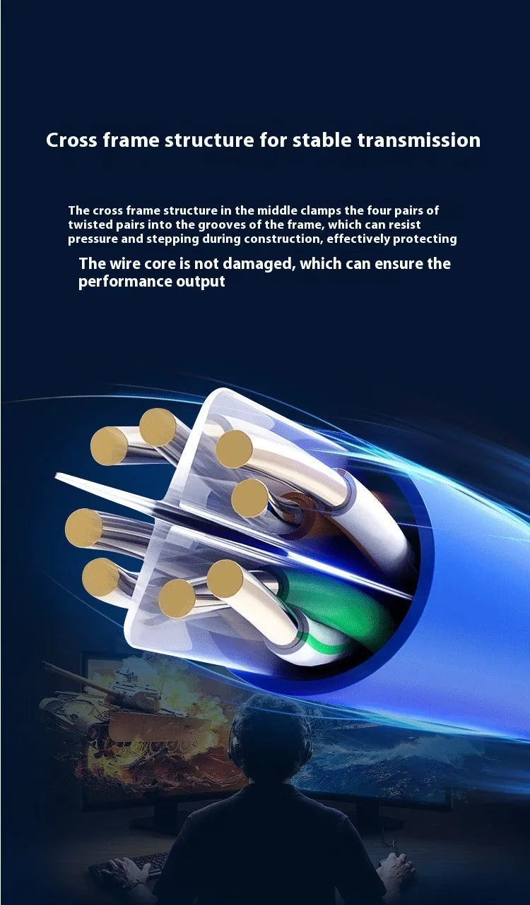 Blue and grey gigabit oxygen-free copper unshielded network cable roll