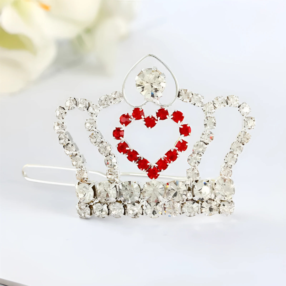 Rhinestone small crown pet hair clip in copper metal, princess style dog barrette, colour as shown