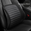Leather lumbar support cushion in sapphire blue, amber brown, mysterious black, ivory, or cherry blossom pink colours