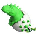 Durable dinosaur-shaped dog chew toy with rope attached, shown in blue colour