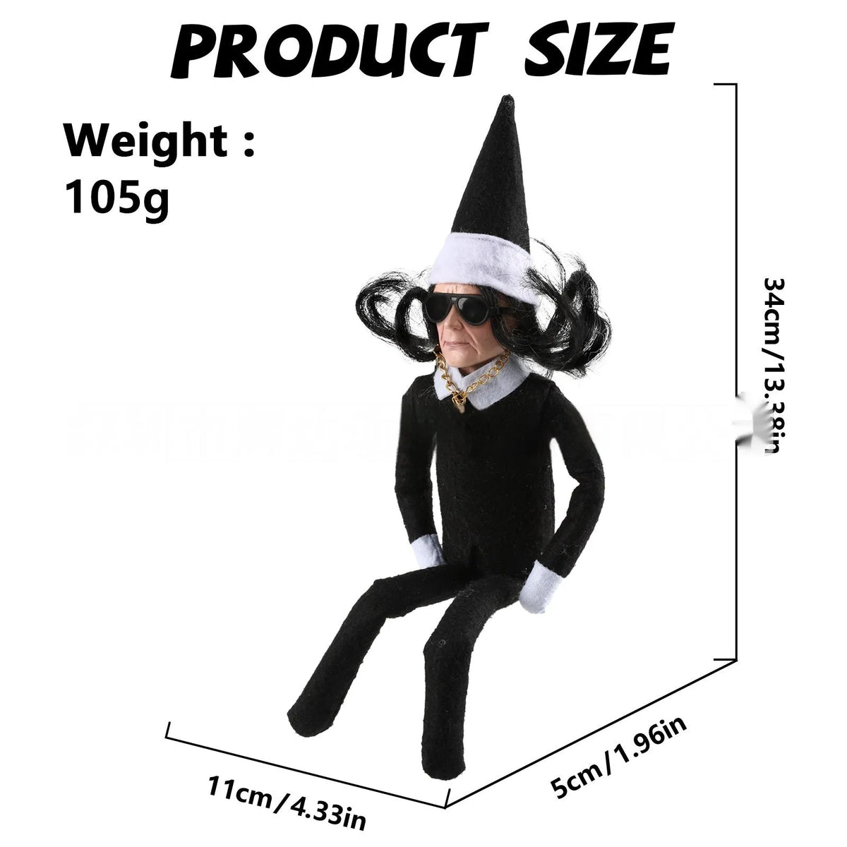 Christmas elf doll in PVC and cloth, single festive figure available in black, red, blue and green