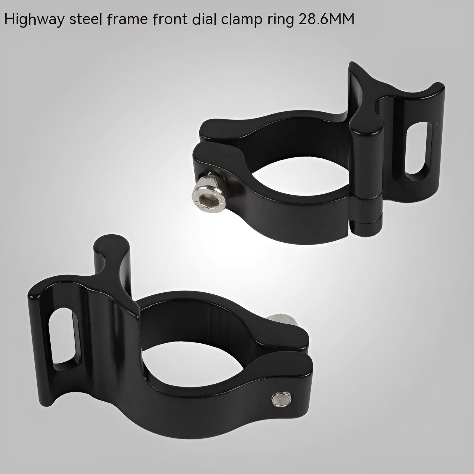 Black aluminium alloy vehicle clamp ring with 28.6mm diameter for highway steel frame mounting