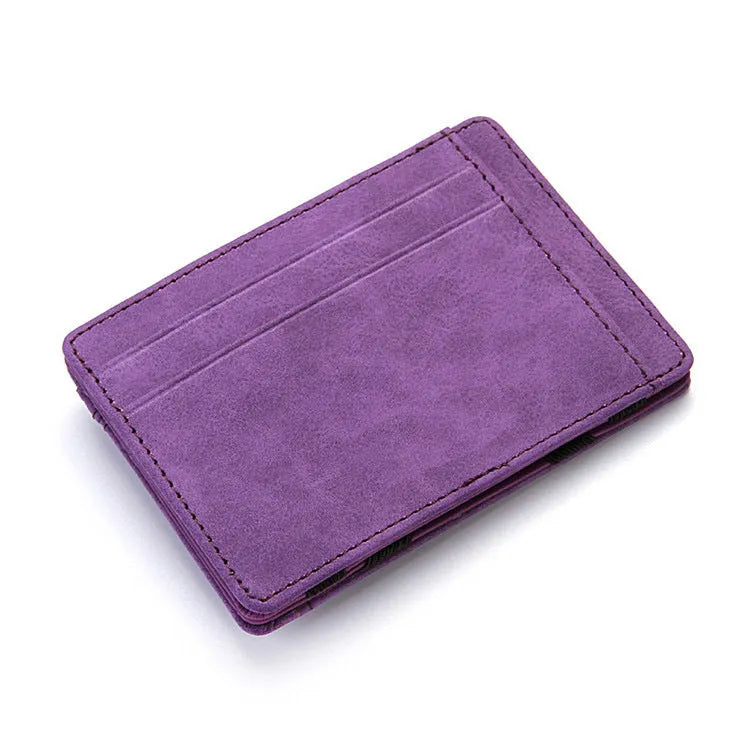 PU leather magic wallet with flip card holder and zipper coin compartment in multiple colour options