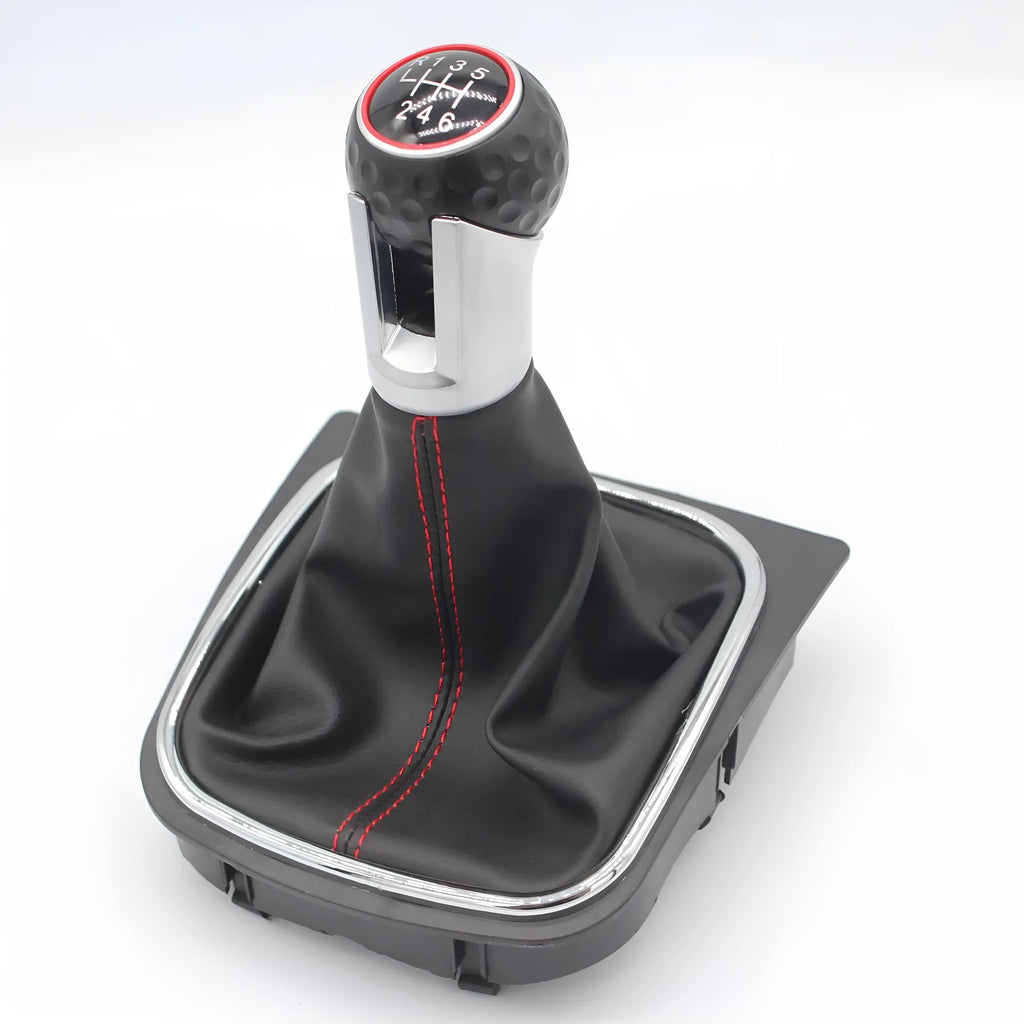 Leather gear shift knob replacement for Volkswagen Golf manual transmission with dust boot