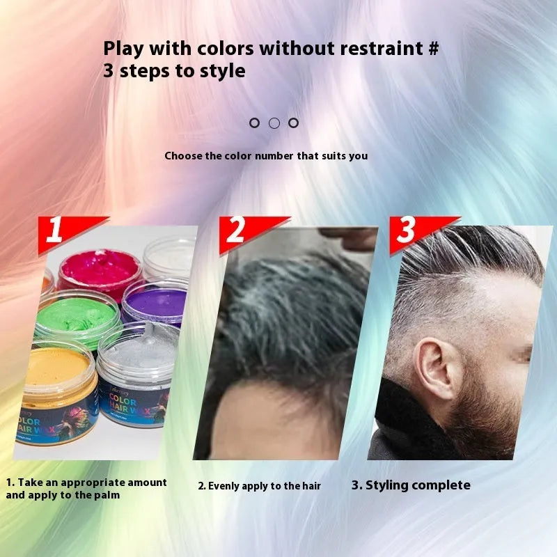 120g hair styling clay container showing temporary colour options for strong hold hairstyling