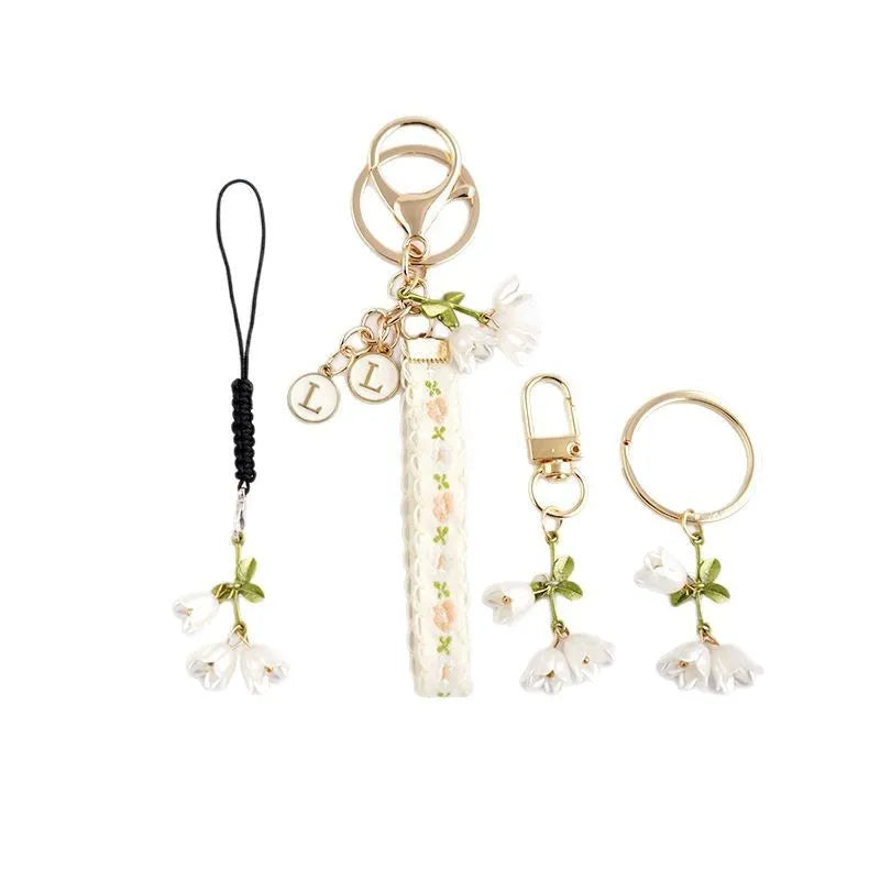 Acrylic flower backpack keychain pendant in five styles for phone chain or bag decoration