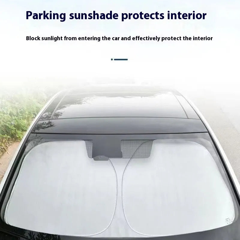 Aluminium foil car sunshade for heat insulation and UV protection in titanium silver colour