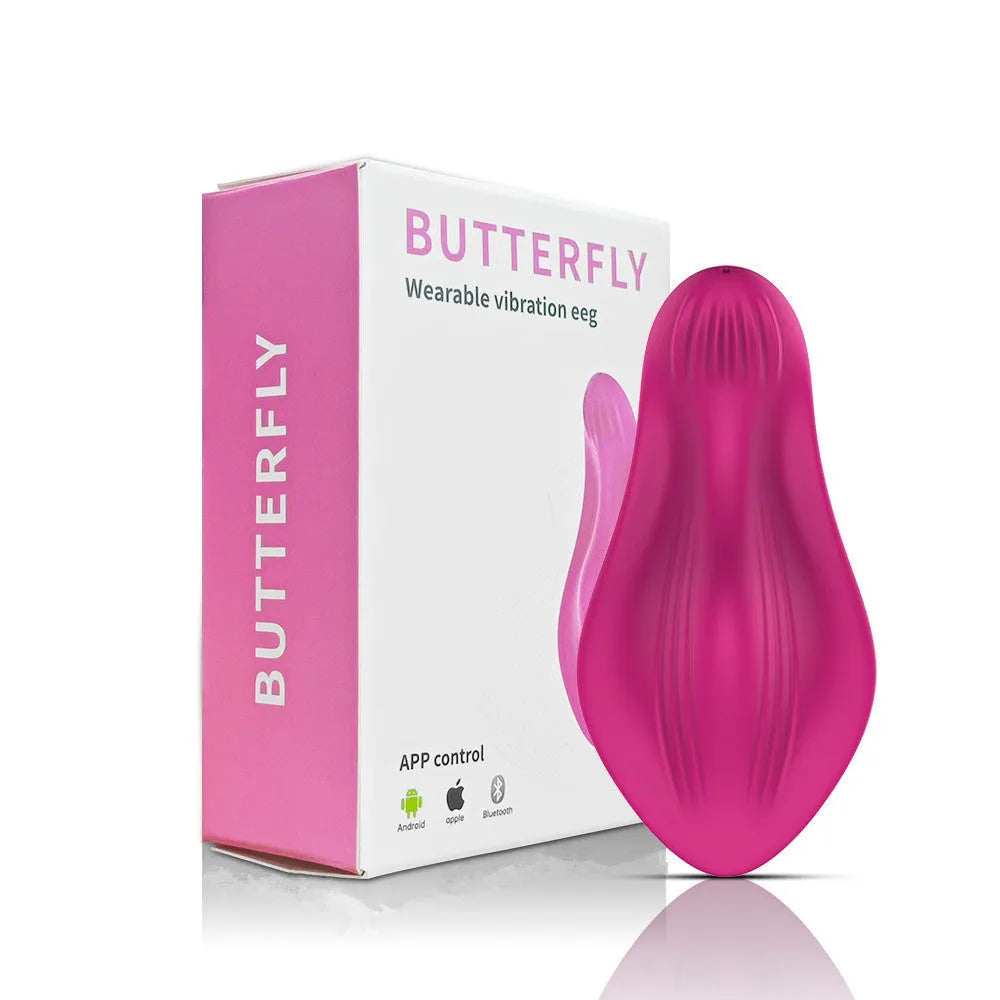 Rose red wearable female massager with smartphone APP remote control and USB charging