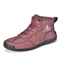 Men's high-top casual boots in artificial PU leather with elastic band and round toe design