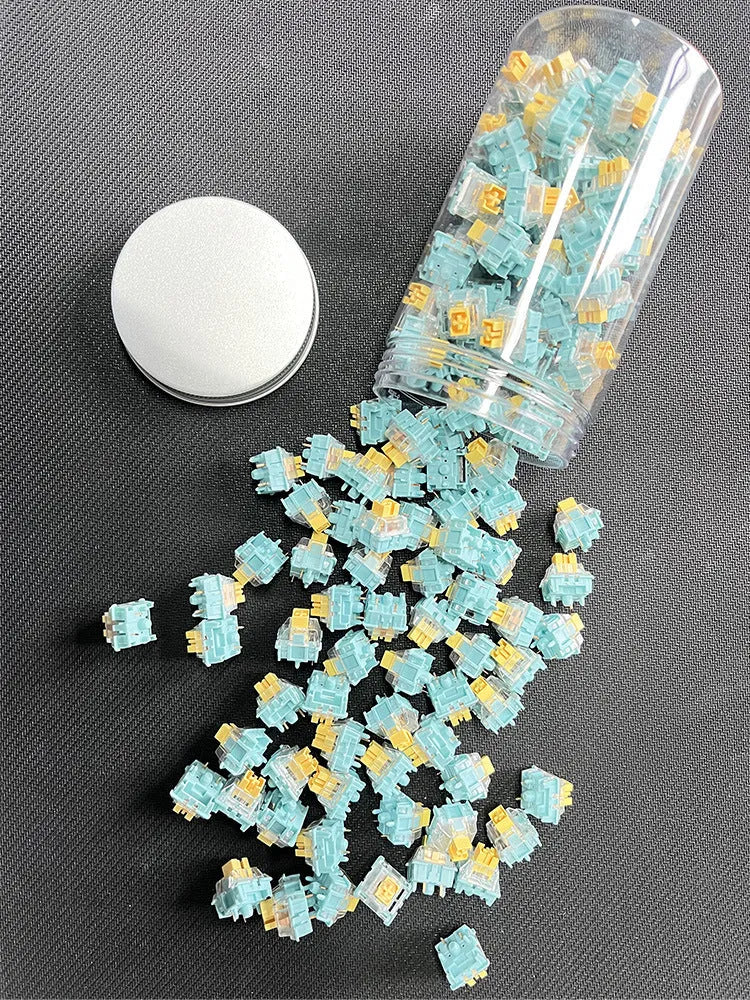 Sea Salt Lemon PRO Mute colour mechanical keyboard switch components set of 36 pieces.
