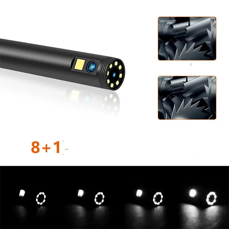 F300 wireless dual lens endoscope with 5.5mm and 8mm waterproof probes for inspection work