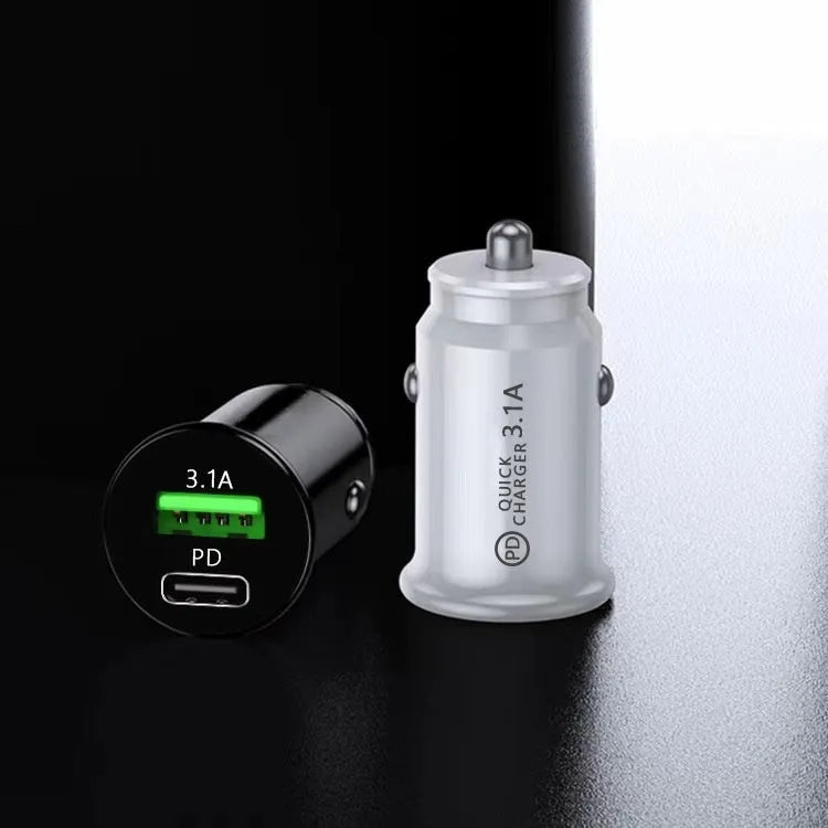 Dual USB port car charger converter with black bare metal finish for vehicle cigarette lighter socket