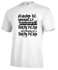 Men's white short sleeve polyester t-shirt with straight fit casual design