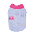Blue and purple polyester dog vest with traction rope ring for small breeds