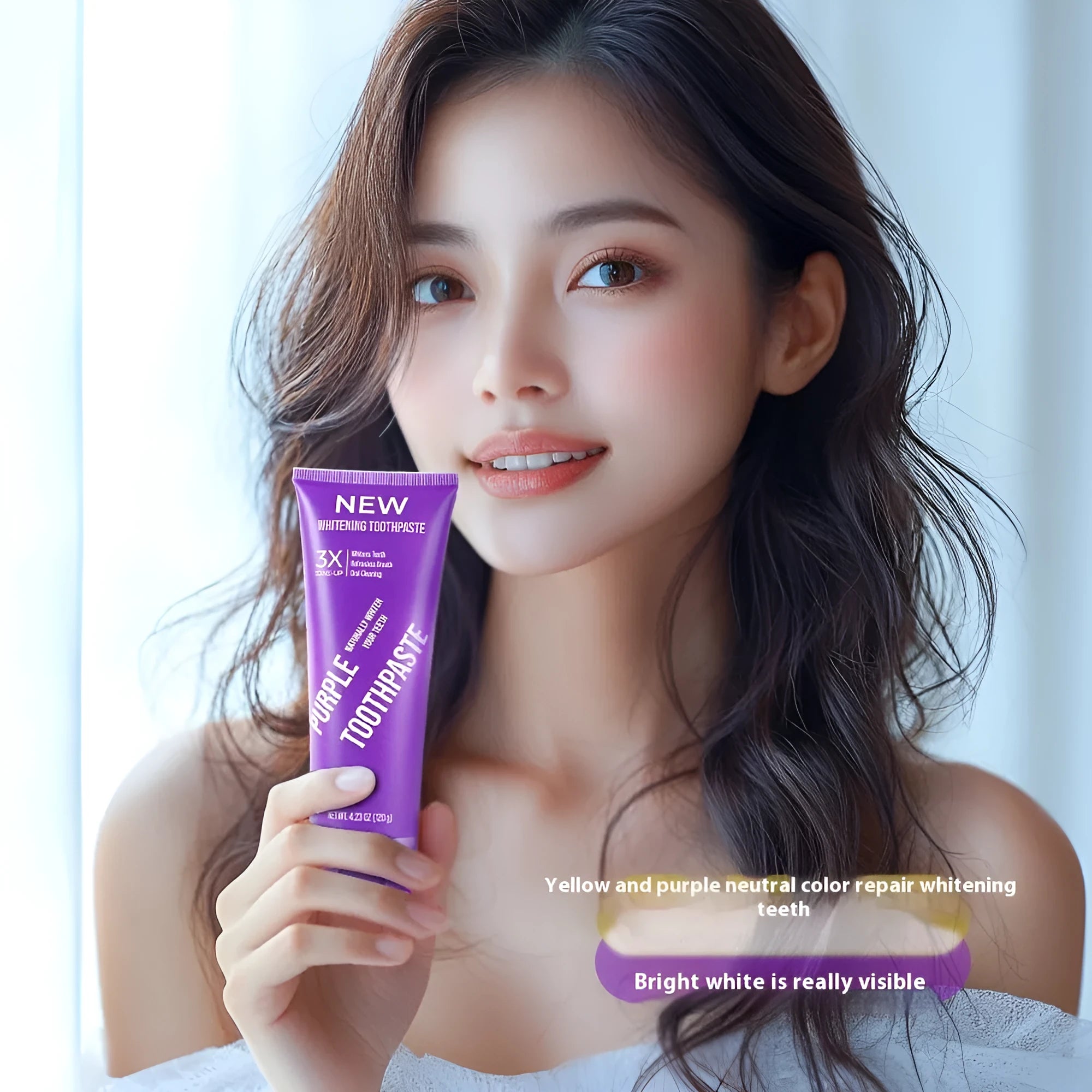 Purple whitening toothpaste in 120g tube for adult stain removal