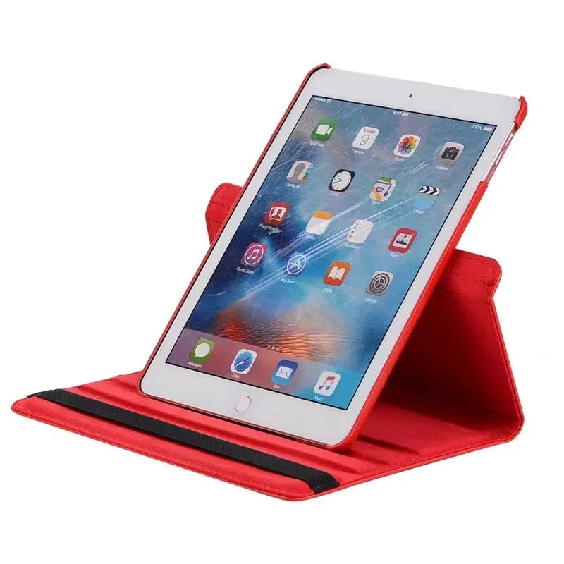 iPad protective sleeve case in imitation leather with rotating clamshell design for multiple iPad models