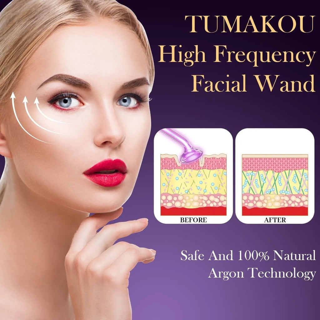 Purple professional electrotherapy rod beauty instrument with six accessory heads for commercial skincare treatments