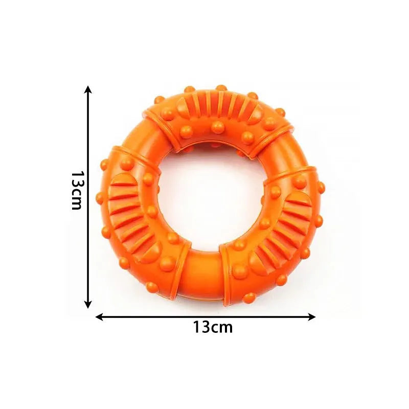 Blue rubber dog fetching stick toy with hollow centre for chew and fetch games