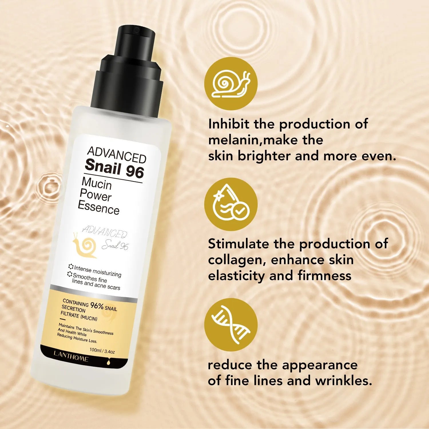100ml bottle of Snail Snail Serum moisturising facial essence for universal skin types
