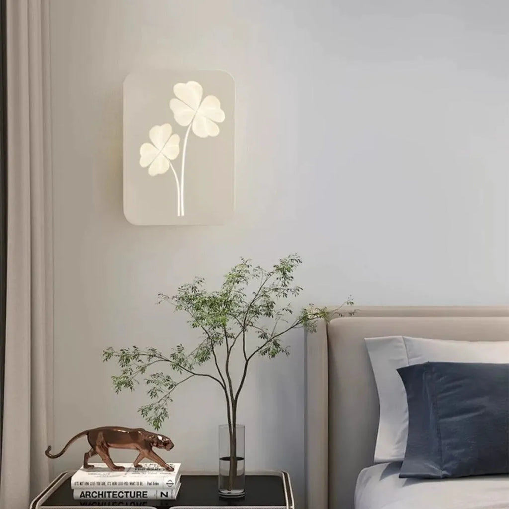 Modern wall lamp with acrylic shade and iron construction in white or pink colour options