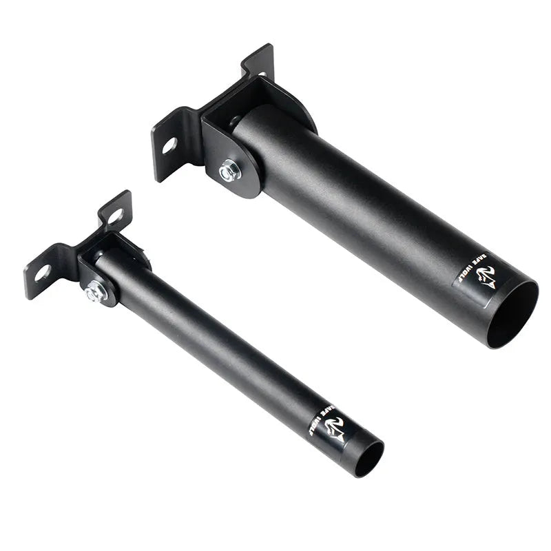 Steel wall-mounted barbell rack with 25 tubes for holding barbell bars.