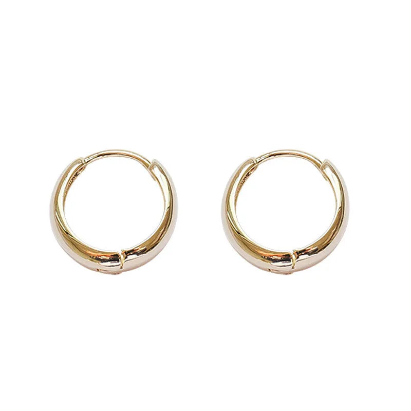Geometric copper water drop earrings with electroplated gold or silver finish in retro minimalist design