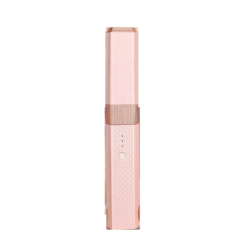 Portable 3 in 1 USB hair straightening comb and curling stick with tourmaline ceramic conductor in pink or green