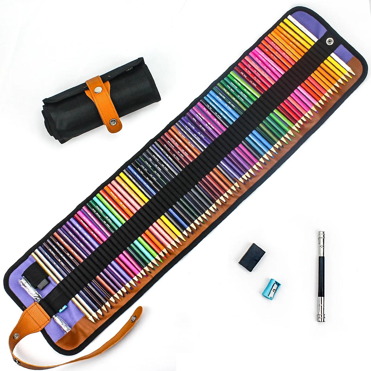 Set of 50 wooden coloured pencils for oily painting with Grade 1 basswood construction and protective storage case