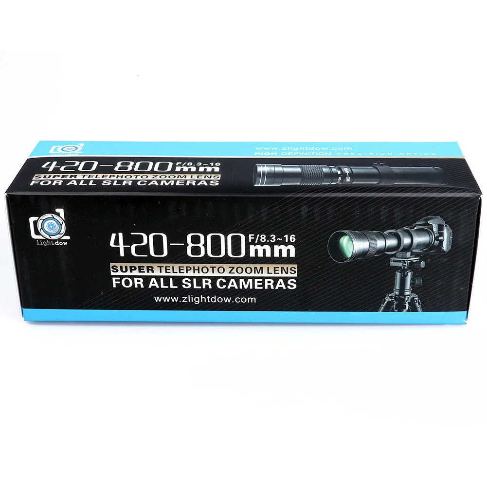 420-800mm manual zoom camera lens adapter with extended telephoto range and 67mm filter thread