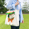 Canvas pet carrier backpack with cartoon pattern for cats and small dogs