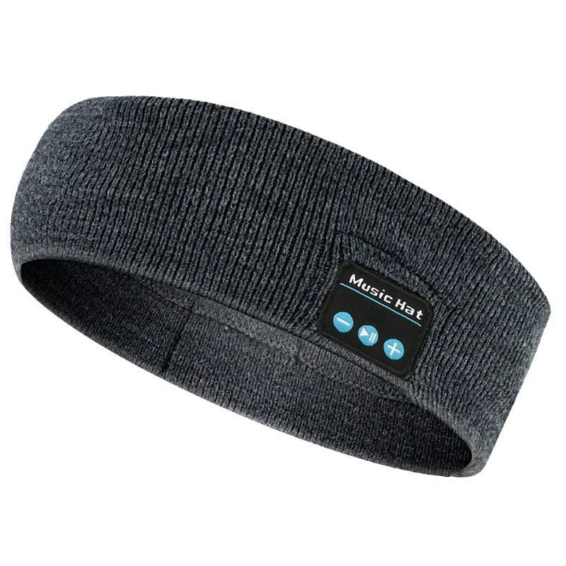 Bluetooth eye mask with removable sports scarf in black, dark grey, or grey-white colours
